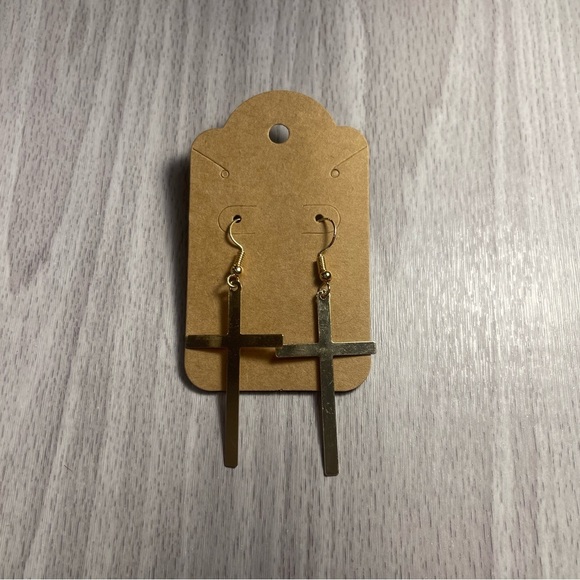 CROSS gold earrings - Picture 1 of 4